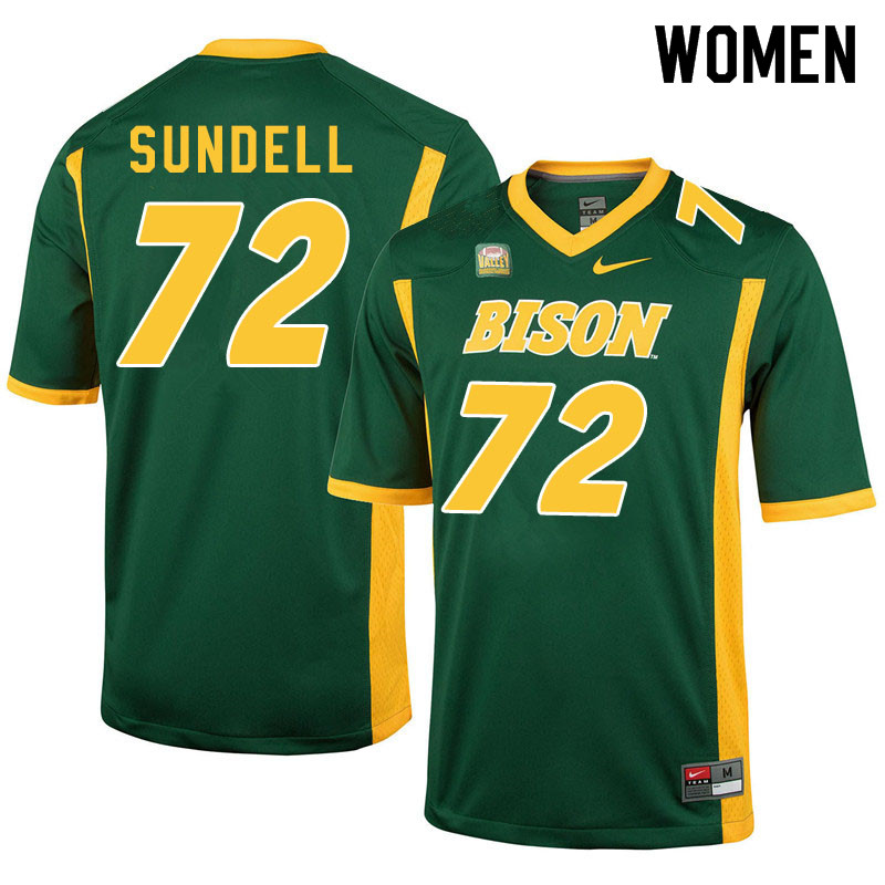 Women #72 Jalen Sundell North Dakota State Bison College Football Jerseys Sale-Green
